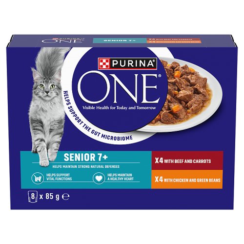 Purina ONE Senior 7+ Chicken & Beef (8 x 85g) pack shot