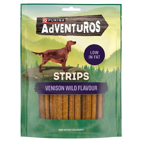 Adventuros Dog Treats Strips Venison Wild 90g pack shot