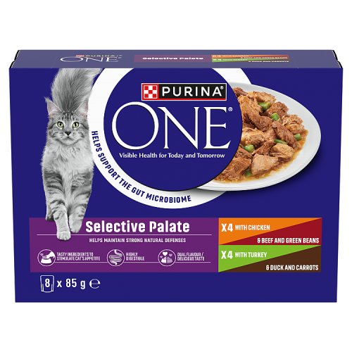 Purina ONE Senior 11+ Chicken & Whole Grain (8 x 85g) pack shot