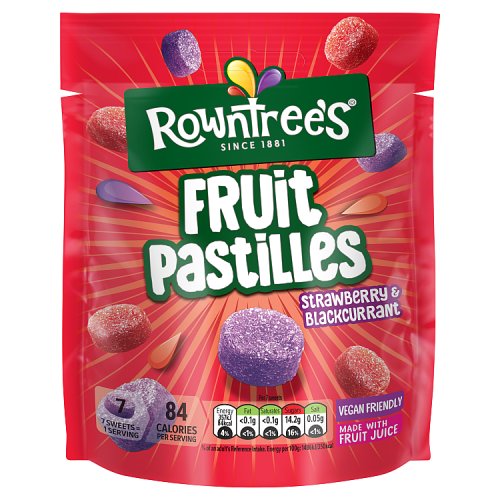 Rowntrees Fruit Pastilles Strawberry & Blackcurrant  143g pack shot