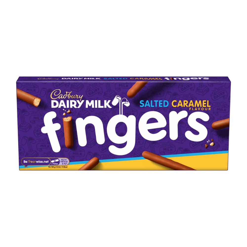 Cadbury Salted Caramel Fingers 114g pack shot