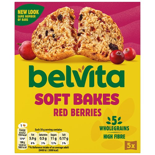 Belvita Soft Bakes Red Berries 5s 250g pack shot