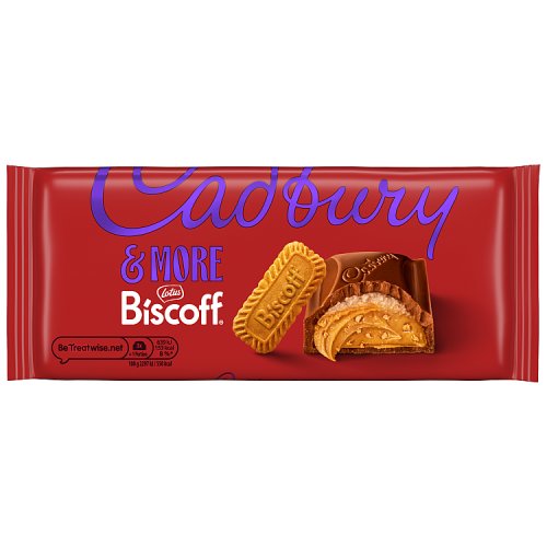 Cadbury Dairy Milk More Biscoff 195g pack shot