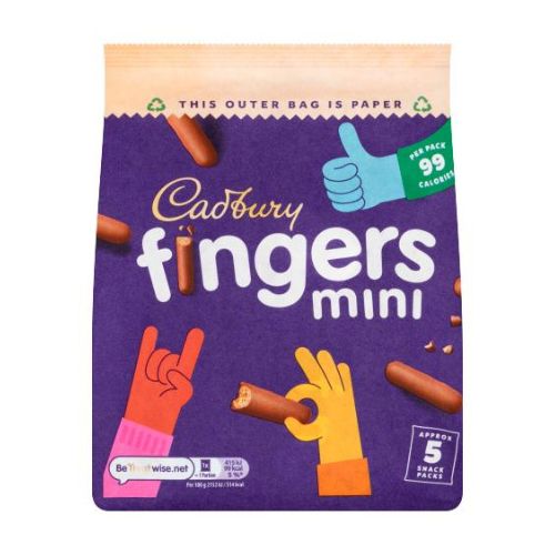Cadbury Mini Nibbly Fingers 5pk 96.5g pack shot