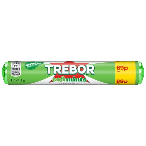 Trebor Softmints Peppermint Mints Roll PM 69p 44.9g pack shot