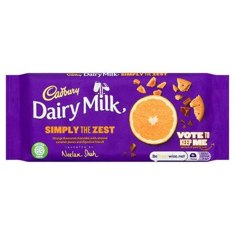 Cadbury Dairy Milk Orange Chocolate Bar 110g pack shot