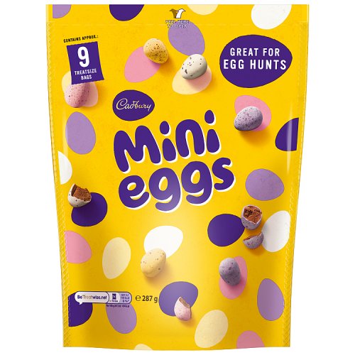 Cadbury Mini Eggs Multipack Pouch 287g pack shot