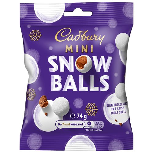 Cadbury Mini Snow Balls 74g pack shot