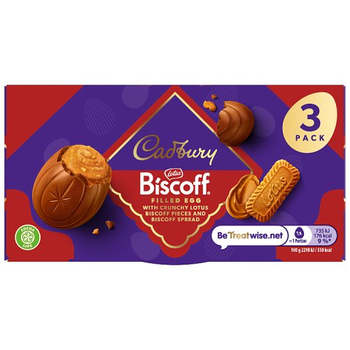 Cadbury Biscoff Egg 3pk (3 x 32g) pack shot