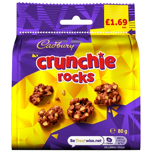 Cadbury Crunchy Rocks 80g PMP pack shot