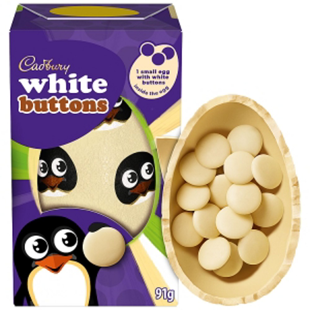Cadbury White Chocolate Buttons Easter Egg 81g pack shot