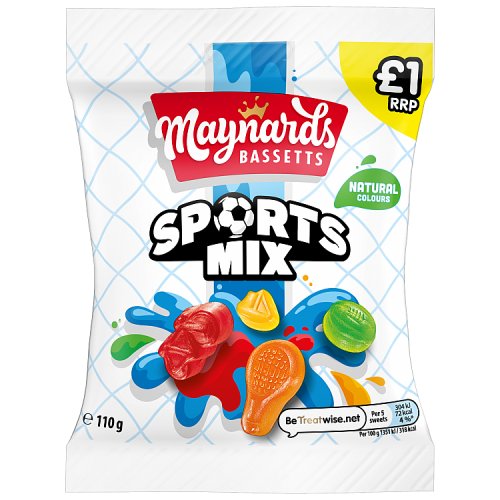 Maynards Bassetts Sports Mix Candy PM £1 110g pack shot