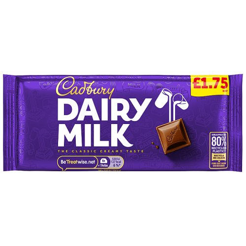 Cadbury Dairy Milk Block PM £1.95 95g pack shot