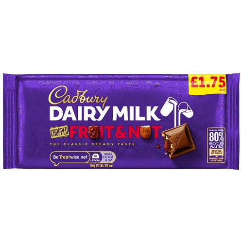 Cadbury Dairy Milk Block Fruit & Nut PM £1.75 95g pack shot