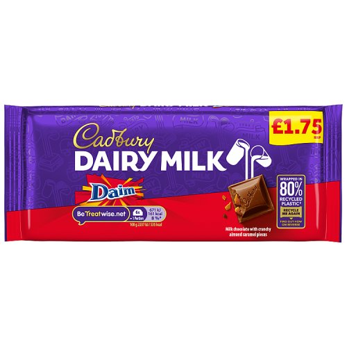 Cadbury Dairy Milk Daim Block PM £1.75 120g pack shot