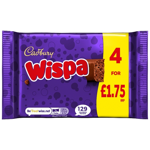 Cadbury Wispa PM £1.75 4pk (4 x 23.7g) pack shot