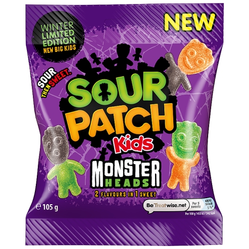 Sour Patch Kids Monster Heads Clipstrip 105g pack shot