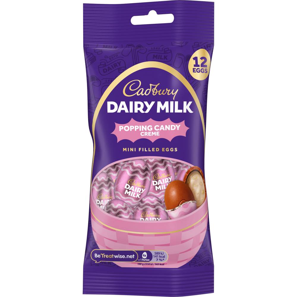 Cadbury Dairy Milk Popping Candy Mini Filled Eggs 75g pack shot