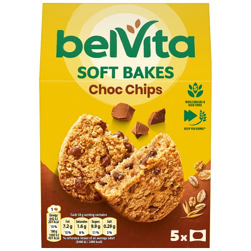 Belvita Soft Bakes Chocolate Chip 5s 250g pack shot