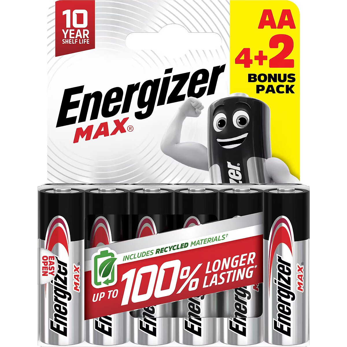 Energizer Max AA Battery (4 + 2pk) 6s pack shot