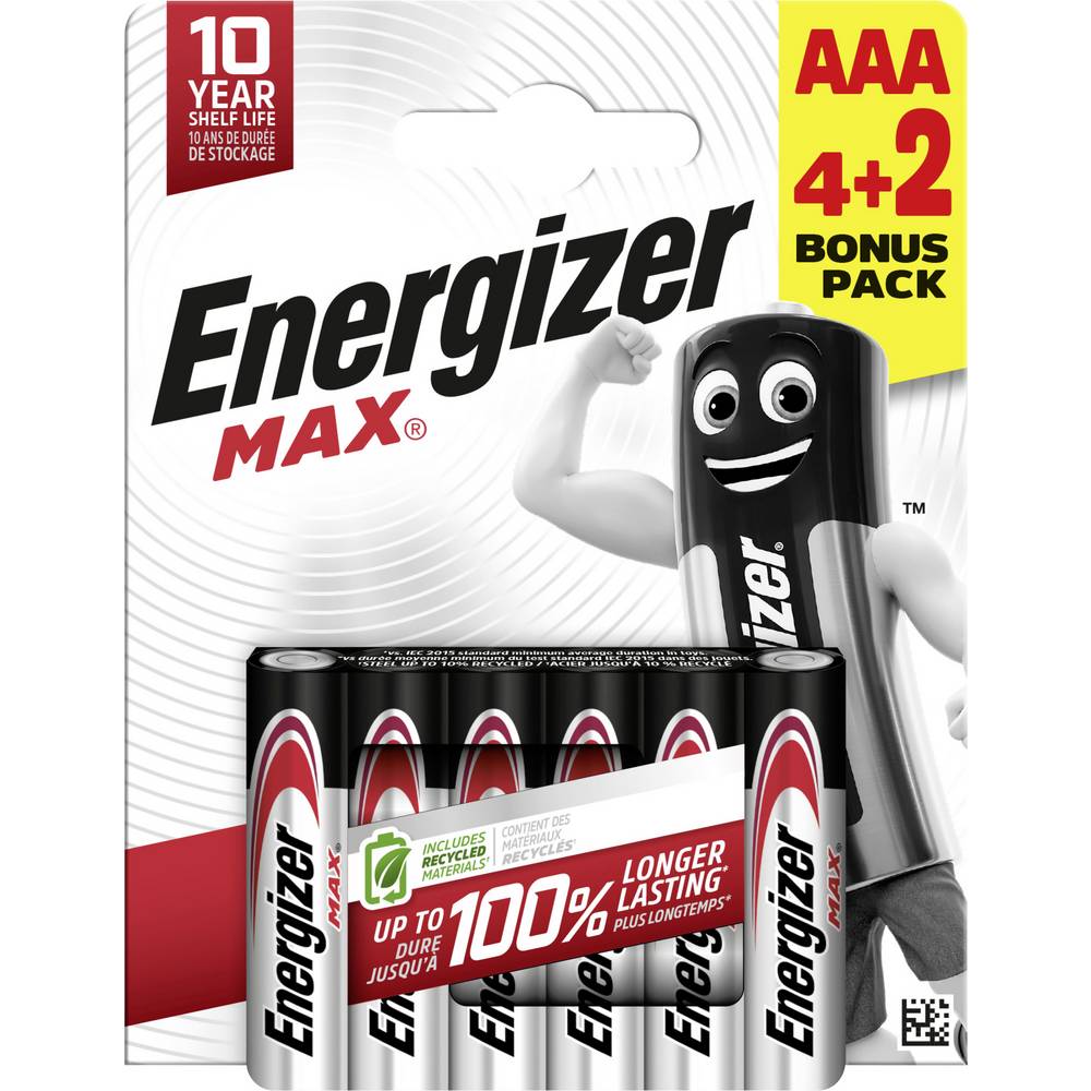 Energizer Max Max Aaa Batteries 4+2pk 6s pack shot