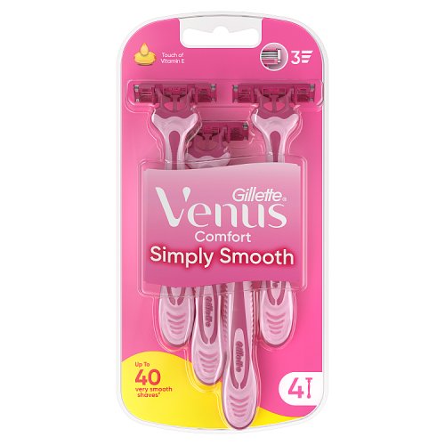 Gillette Simply Venus 3 Disposable Razors 4s SRP pack shot