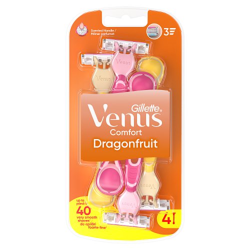 Gillette Venus 3 Dragonfruit Disposable Razors 4's pack shot