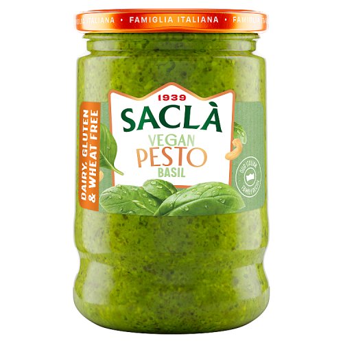 Sacla Vegan Basil Pesto 190g pack shot