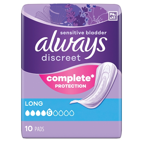 Always Discreet Pads Long 10ct pack shot