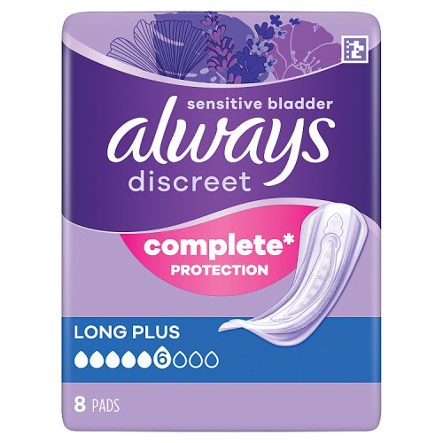 Always Discreet Pads Long Plus 8CT pack shot