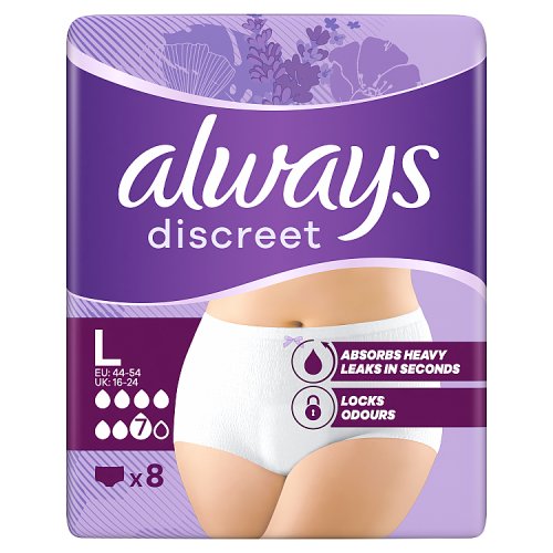 Always Discreet Pants Large Plus 8ct pack shot