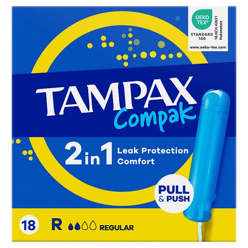 Tampax Compak Regular 18ct SRP pack shot