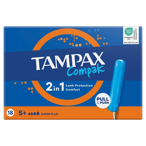 Tampax Compak Super Plus 18ct SRP pack shot