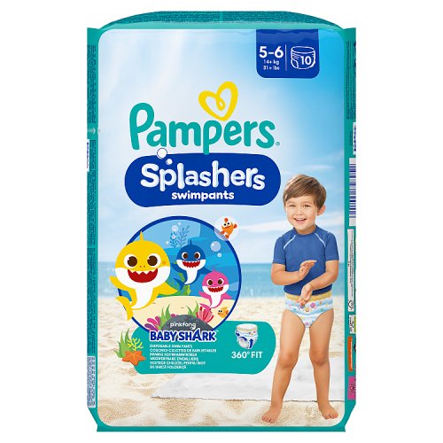 Pampers Splashers Baby Shark Size 5 10s pack shot