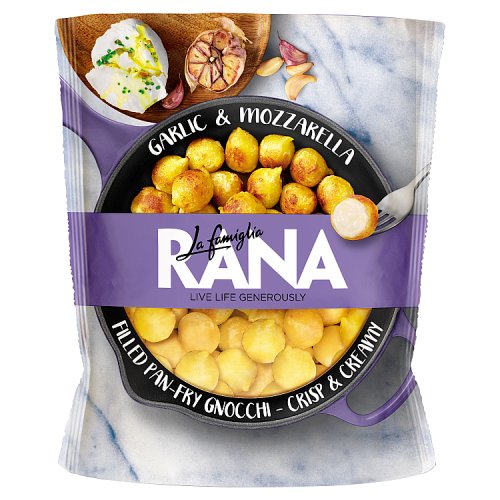 GIOVANNI RANA FILLED PAN-FRY GARLIC & MOZZARELLA GNOCCHI pack shot