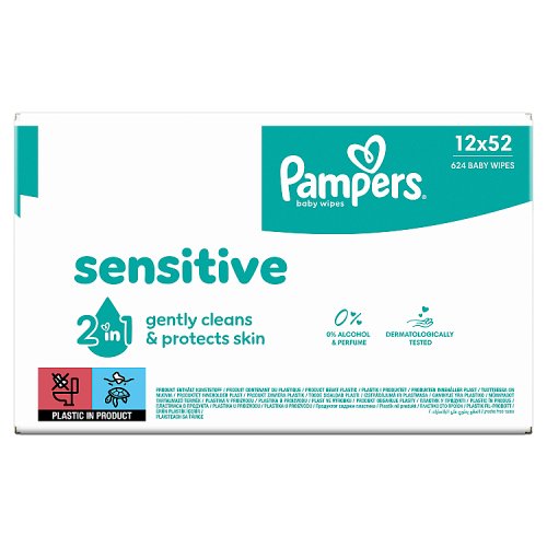 Pampers Baby Wipes Sensitive 1x(12x52s) pack shot