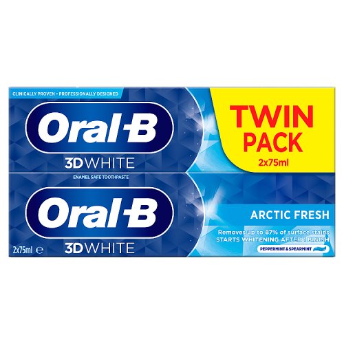 Oral-B 3D White 2x75ml Toothpaste Arctic Fresh (Twin Pack) pack shot