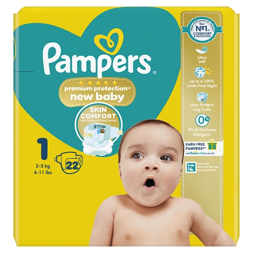 Pampers Premium Protection New Baby Size 1 Carry Pack 22s pack shot