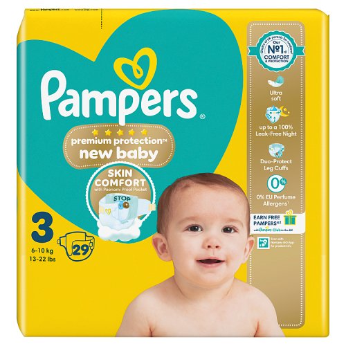 Pampers Premium Protection New Baby Taped Size 3 Carry Pack 29s pack shot