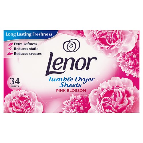 Lenor Tumble Dryer Sheets Pink Blossom 34s pack shot
