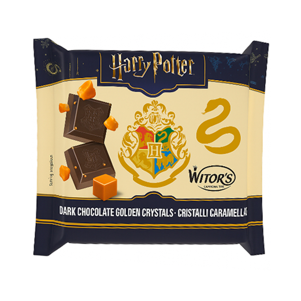 Harry Potter Dark Chocolate Caramel Pieces Bar 40g pack shot
