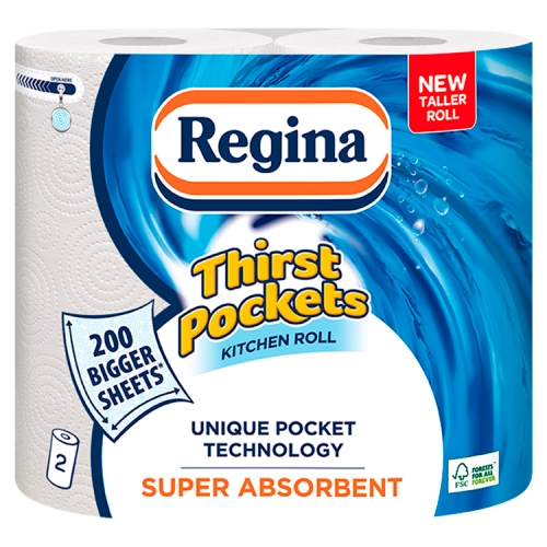 Regina Thirst Pockets Roll 2s (2 x 100 Sheets) pack shot