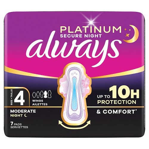 Always Platinum Night Size 4 8x7ct pack shot