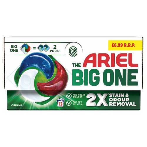 Ariel Big One Pods 12ct PMP £6.99 pack shot