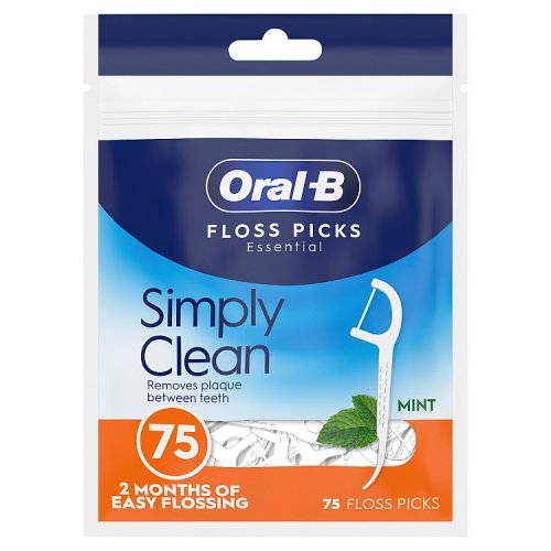 Oral B Essential Floss Picks 75ct Simply Clean pack shot