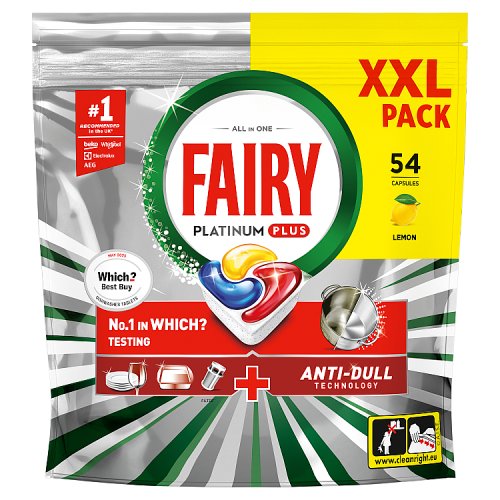 Fairy Platinum Plus Dishwasher Tablets Lemon 54s pack shot