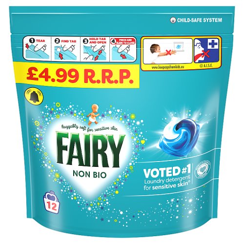 Fairy Non-Bio Pods 12ct PMP £4.99 pack shot