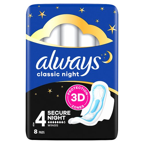Always Maxi Classic Pads Night 8's pack shot