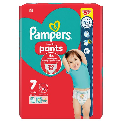 Pampers Baby Dry Pants Size 7 Carry Pack 18s PMP £5.99 pack shot