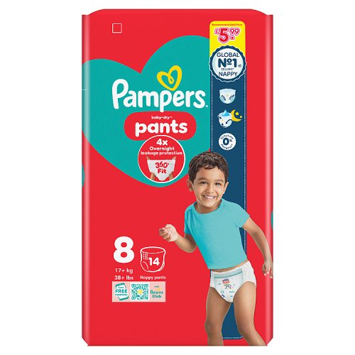 Pampers Baby Dry Pants Size 8 Carry Pack 14s PMP £5.99 pack shot